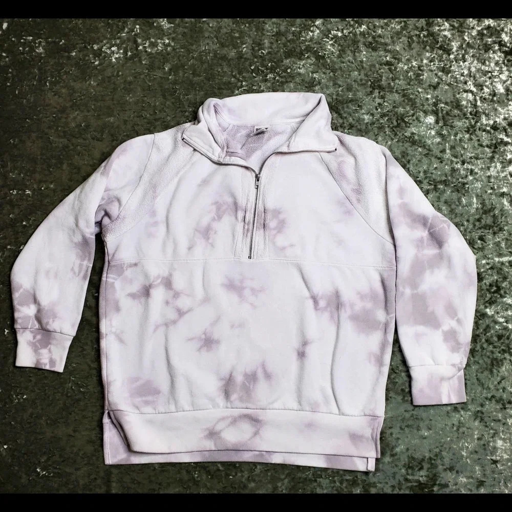 PINK By Victoria's Secret Grey Tie Dye‎ Half Zip Sweater